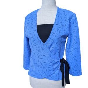 Andria Lieu Textured Knit Wrap Top S